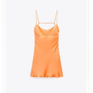 ZARA satin effect cut out dress in tangerine. size M